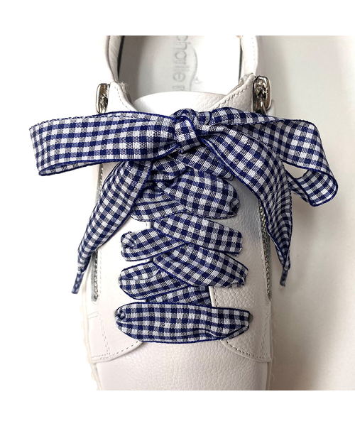 Navy/White checked lace